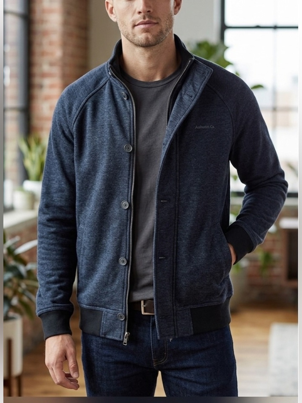 Marc Anthony Navy Cotton Knit Jacket sz M